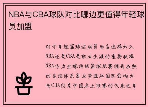 NBA与CBA球队对比哪边更值得年轻球员加盟