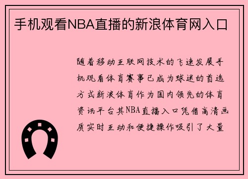 手机观看NBA直播的新浪体育网入口